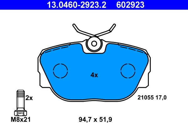 ATE 13.0460-2923.2 - Set placute frana,frana disc aaoparts.ro