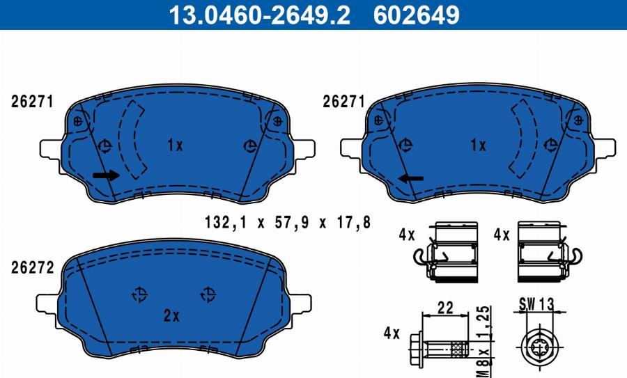 ATE 13.0460-2649.2 - Set placute frana,frana disc aaoparts.ro