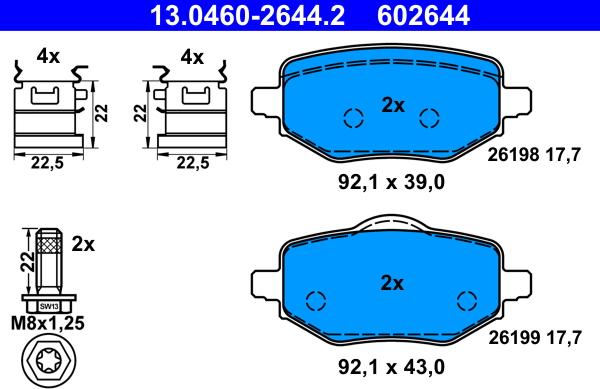 ATE 13.0460-2644.2 - Set placute frana,frana disc aaoparts.ro