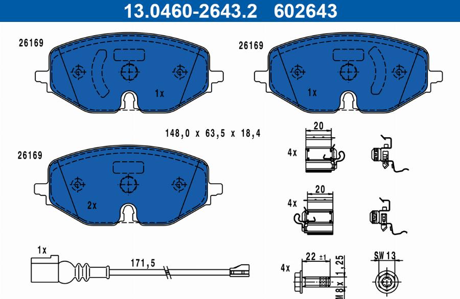 ATE 13.0460-2643.2 - Set placute frana,frana disc aaoparts.ro