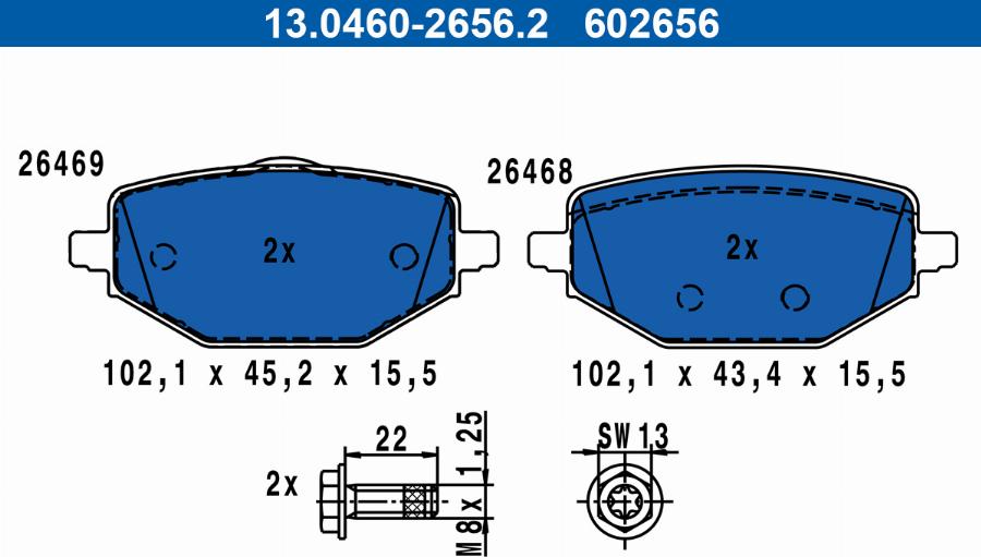 ATE 13.0460-2656.2 - Set placute frana,frana disc aaoparts.ro