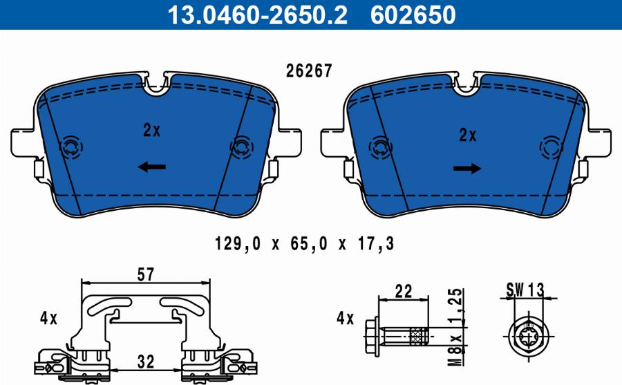 ATE 13.0460-2650.2 - Set placute frana,frana disc aaoparts.ro