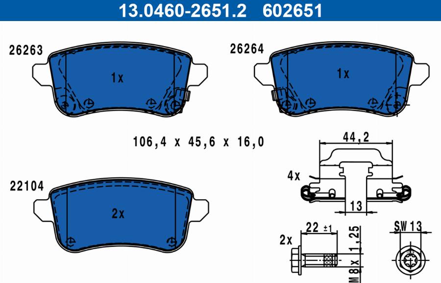 ATE 13.0460-2651.2 - Set placute frana,frana disc aaoparts.ro