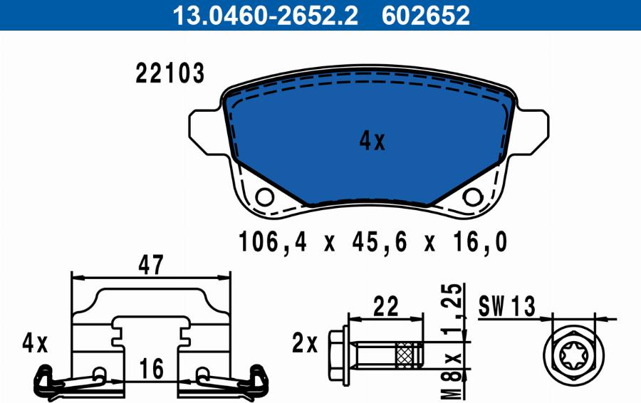 ATE 13.0460-2652.2 - Set placute frana,frana disc aaoparts.ro