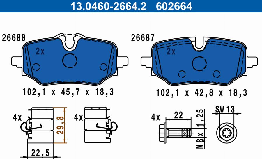 ATE 13.0460-2664.2 - Set placute frana,frana disc aaoparts.ro