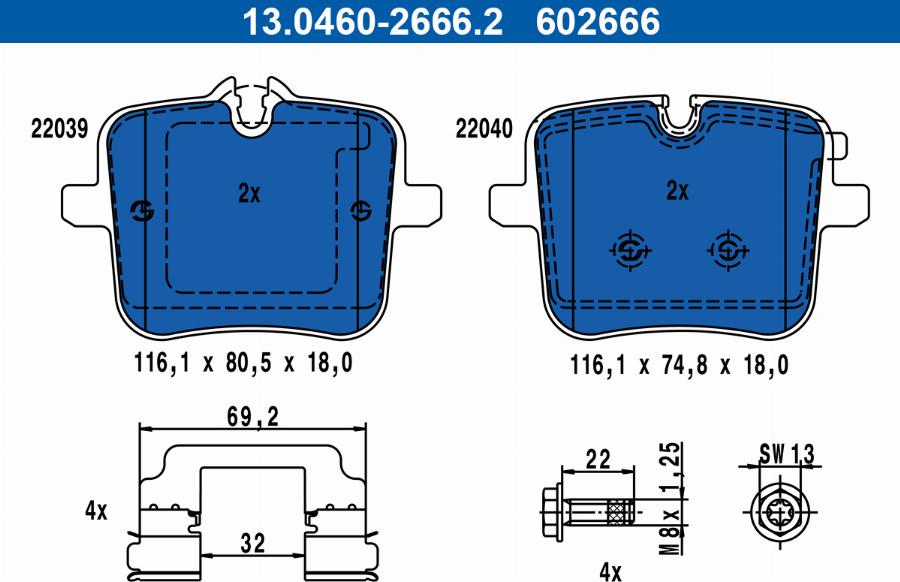 ATE 13.0460-2666.2 - Set placute frana,frana disc aaoparts.ro