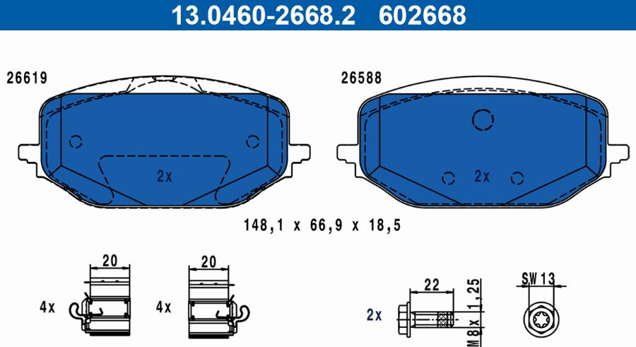 ATE 13.0460-2668.2 - Set placute frana,frana disc aaoparts.ro