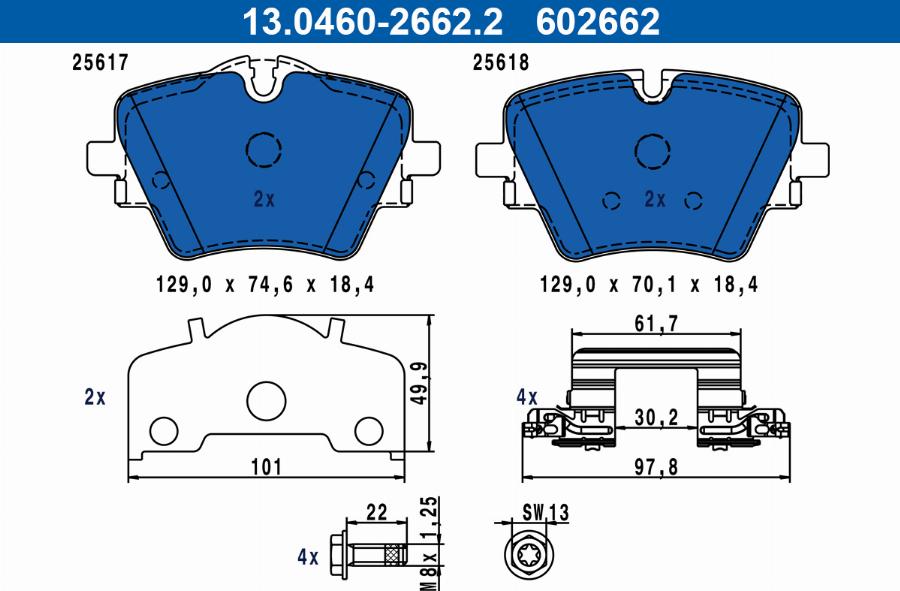 ATE 13.0460-2662.2 - Set placute frana,frana disc aaoparts.ro