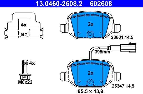 ATE 13.0460-2608.2 - Set placute frana,frana disc aaoparts.ro