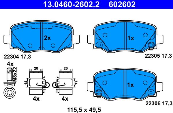 ATE 13.0460-2602.2 - Set placute frana,frana disc aaoparts.ro