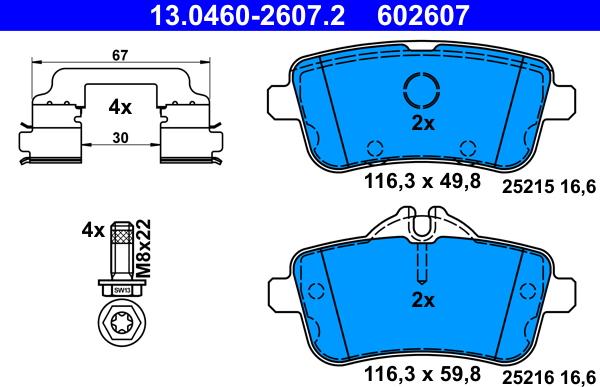 ATE 13.0460-2607.2 - Set placute frana,frana disc aaoparts.ro