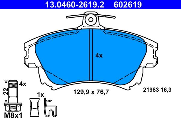 ATE 13.0460-2619.2 - Set placute frana,frana disc aaoparts.ro