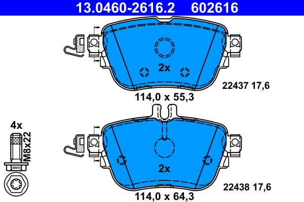 ATE 13.0460-2616.2 - Set placute frana,frana disc aaoparts.ro