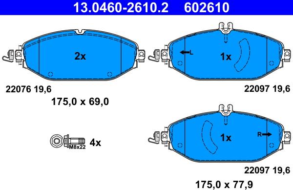 ATE 13.0460-2610.2 - Set placute frana,frana disc aaoparts.ro