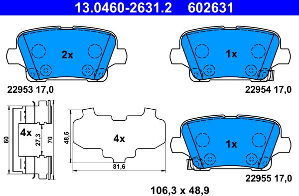 ATE 13.0460-2631.2 - Set placute frana,frana disc aaoparts.ro