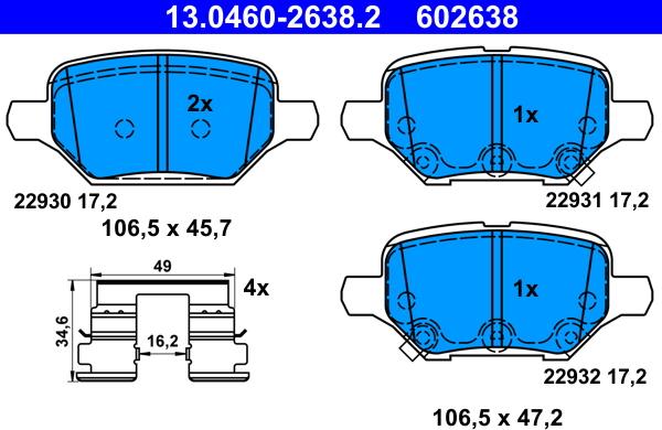 ATE 13.0460-2638.2 - Set placute frana,frana disc aaoparts.ro