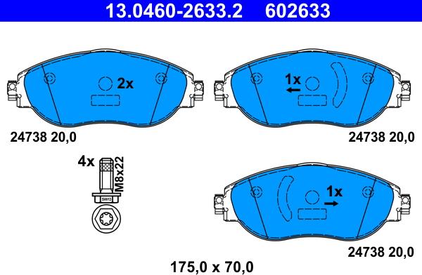 ATE 13.0460-2633.2 - Set placute frana,frana disc aaoparts.ro