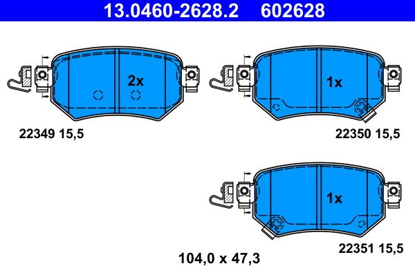 ATE 13.0460-2628.2 - Set placute frana,frana disc aaoparts.ro