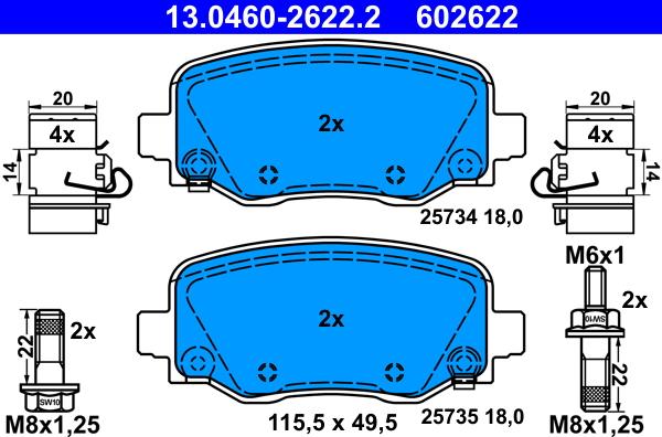 ATE 13.0460-2622.2 - Set placute frana,frana disc aaoparts.ro