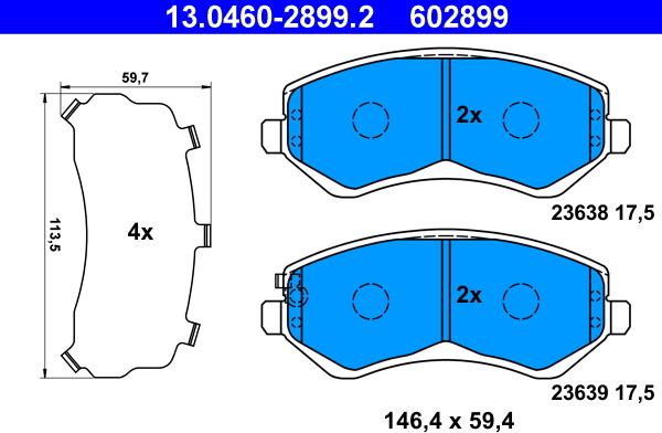 ATE 13.0460-2899.2 - Set placute frana,frana disc aaoparts.ro