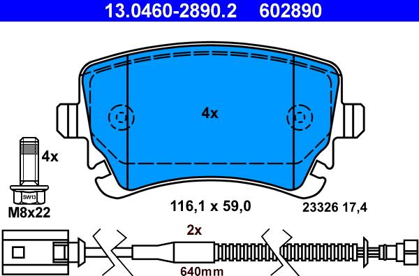 ATE 13.0460-2890.2 - Set placute frana,frana disc aaoparts.ro