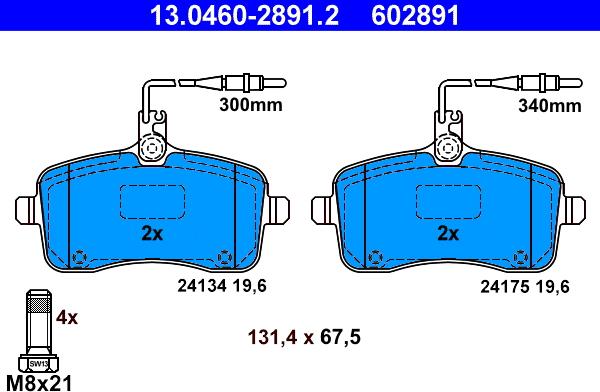 ATE 13.0460-2891.2 - Set placute frana,frana disc aaoparts.ro