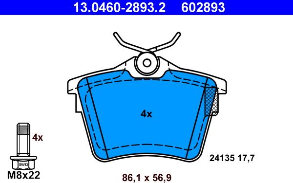 ATE 13.0460-2893.2 - Set placute frana,frana disc aaoparts.ro