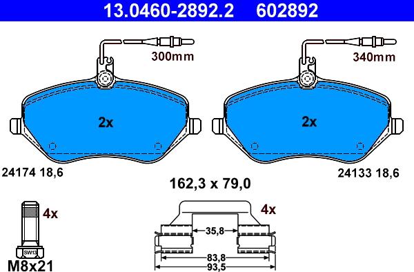 ATE 13.0460-2892.2 - Set placute frana,frana disc aaoparts.ro