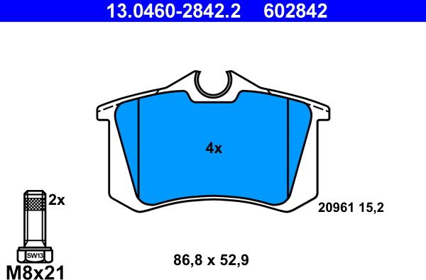 ATE 13.0460-2842.2 - Set placute frana,frana disc aaoparts.ro