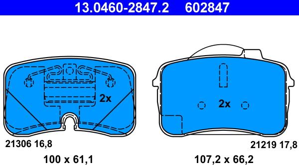 ATE 13.0460-2847.2 - Set placute frana,frana disc aaoparts.ro