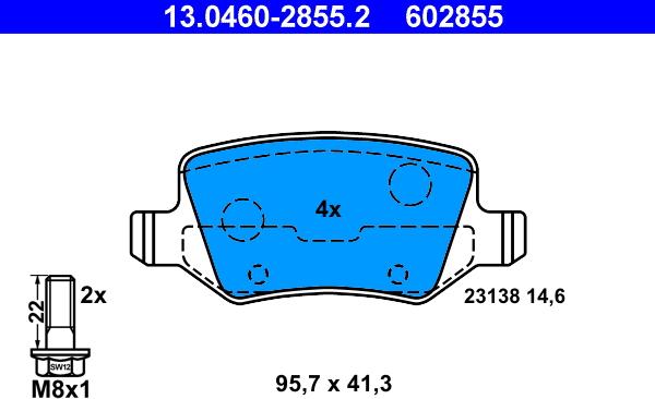 ATE 13.0460-2855.2 - Set placute frana,frana disc aaoparts.ro