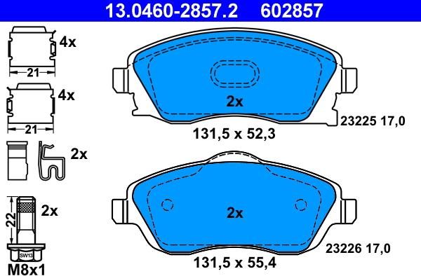 ATE 13.0460-2857.2 - Set placute frana,frana disc aaoparts.ro