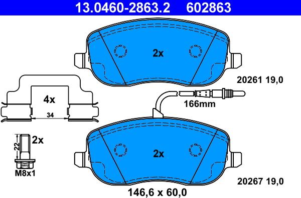 ATE 13.0460-2863.2 - Set placute frana,frana disc aaoparts.ro