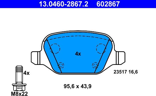 ATE 13.0460-2867.2 - Set placute frana,frana disc aaoparts.ro