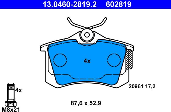 ATE 13.0460-2819.2 - Set placute frana,frana disc aaoparts.ro