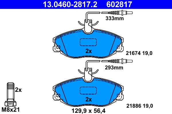 ATE 13.0460-2817.2 - Set placute frana,frana disc aaoparts.ro