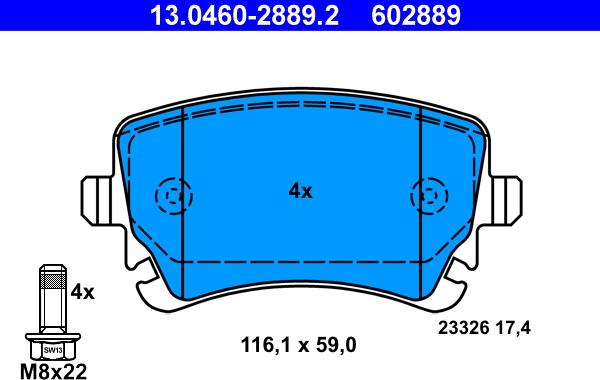 ATE 13.0460-2889.2 - Set placute frana,frana disc aaoparts.ro