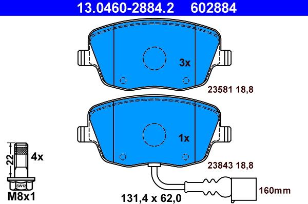 ATE 13.0460-2884.2 - Set placute frana,frana disc aaoparts.ro