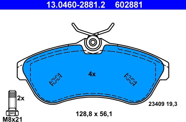 ATE 13.0460-2881.2 - Set placute frana,frana disc aaoparts.ro