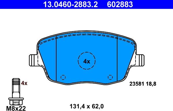 ATE 13.0460-2883.2 - Set placute frana,frana disc aaoparts.ro