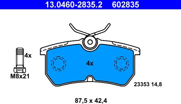 ATE 13.0460-2835.2 - Set placute frana,frana disc aaoparts.ro