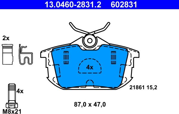 ATE 13.0460-2831.2 - Set placute frana,frana disc aaoparts.ro