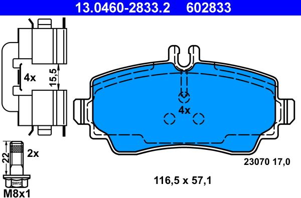 ATE 13.0460-2833.2 - Set placute frana,frana disc aaoparts.ro