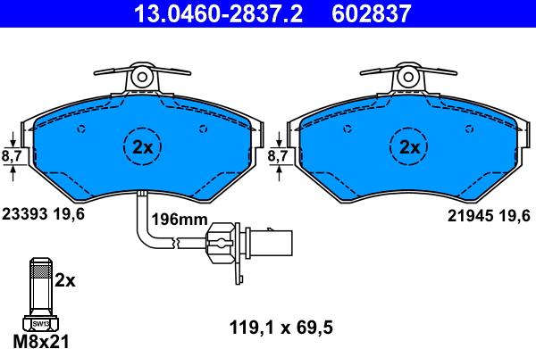 ATE 13.0460-2837.2 - Set placute frana,frana disc aaoparts.ro