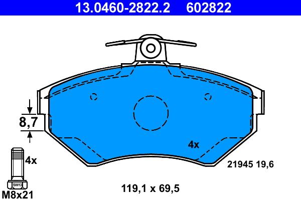 ATE 13.0460-2822.2 - Set placute frana,frana disc aaoparts.ro