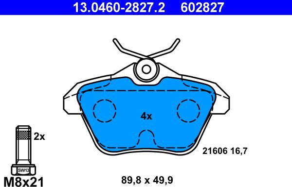 ATE 13.0460-2827.2 - Set placute frana,frana disc aaoparts.ro