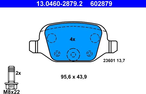 ATE 13.0460-2879.2 - Set placute frana,frana disc aaoparts.ro