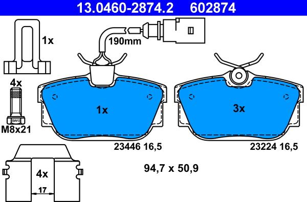 ATE 13.0460-2874.2 - Set placute frana,frana disc aaoparts.ro