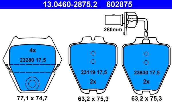 ATE 13.0460-2875.2 - Set placute frana,frana disc aaoparts.ro