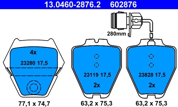 ATE 13.0460-2876.2 - Set placute frana,frana disc aaoparts.ro